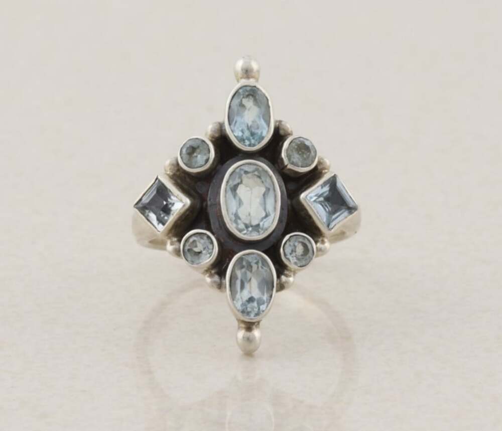 Sterling Silver Natural Light Blue Topaz Ring Size 9